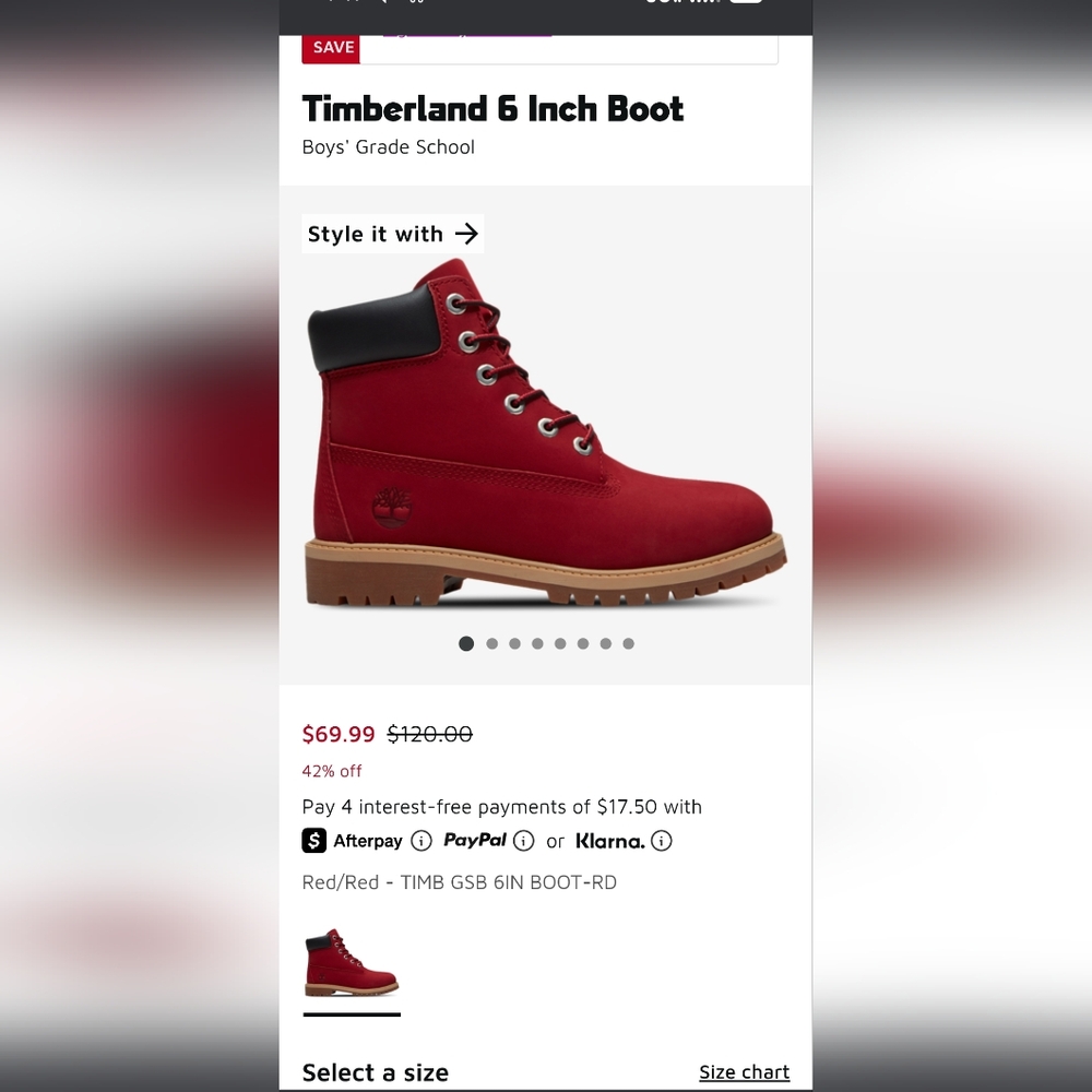 Timberland Kids Burgundy Lace-Up Boots - Picture 5 of 5